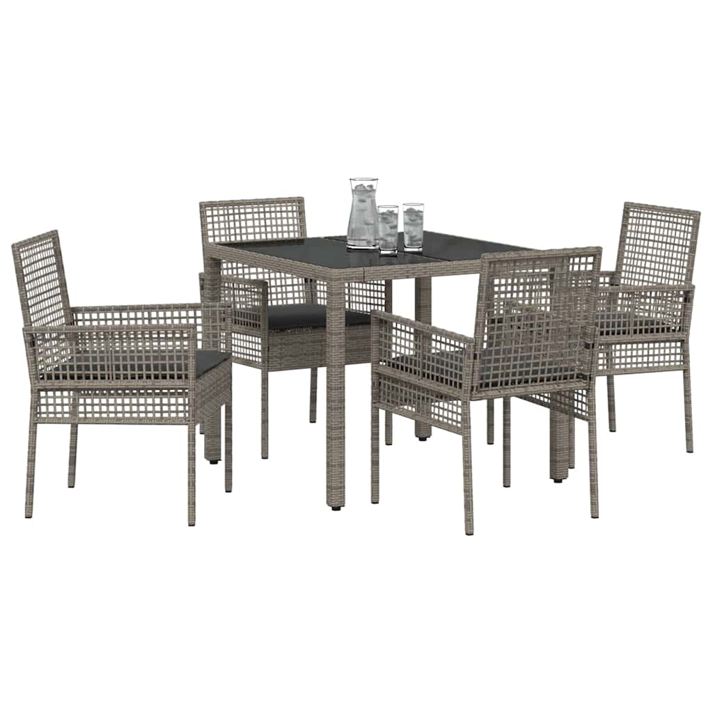 Garten Essgruppe 5 pcs Grau Poly-Rattan