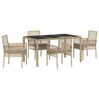 Garten Essgruppe 5 pcs Beige Poly-Rattan