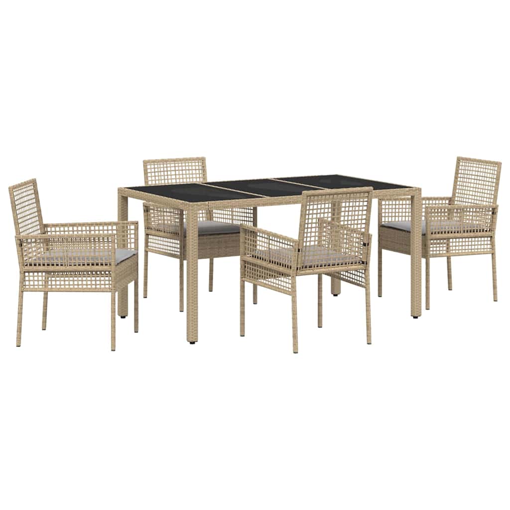 Garten Essgruppe 5 pcs Beige Poly-Rattan
