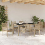 Garten Essgruppe 7 pcs Beige Poly-Rattan