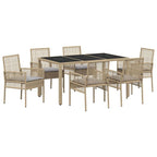 Garten Essgruppe 7 pcs Beige Poly-Rattan