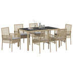 Garten Essgruppe 7 pcs Beige Poly-Rattan
