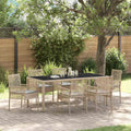 Garten Essgruppe 7 pcs Beige Poly-Rattan