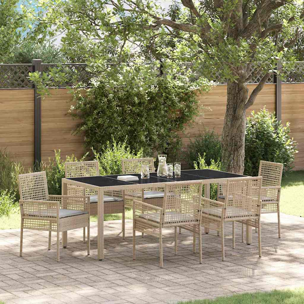 Garten Essgruppe 7 pcs Beige Poly-Rattan