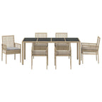Garten Essgruppe 7 pcs Beige Poly-Rattan