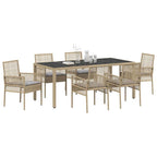 Garten Essgruppe 7 pcs Beige Poly-Rattan