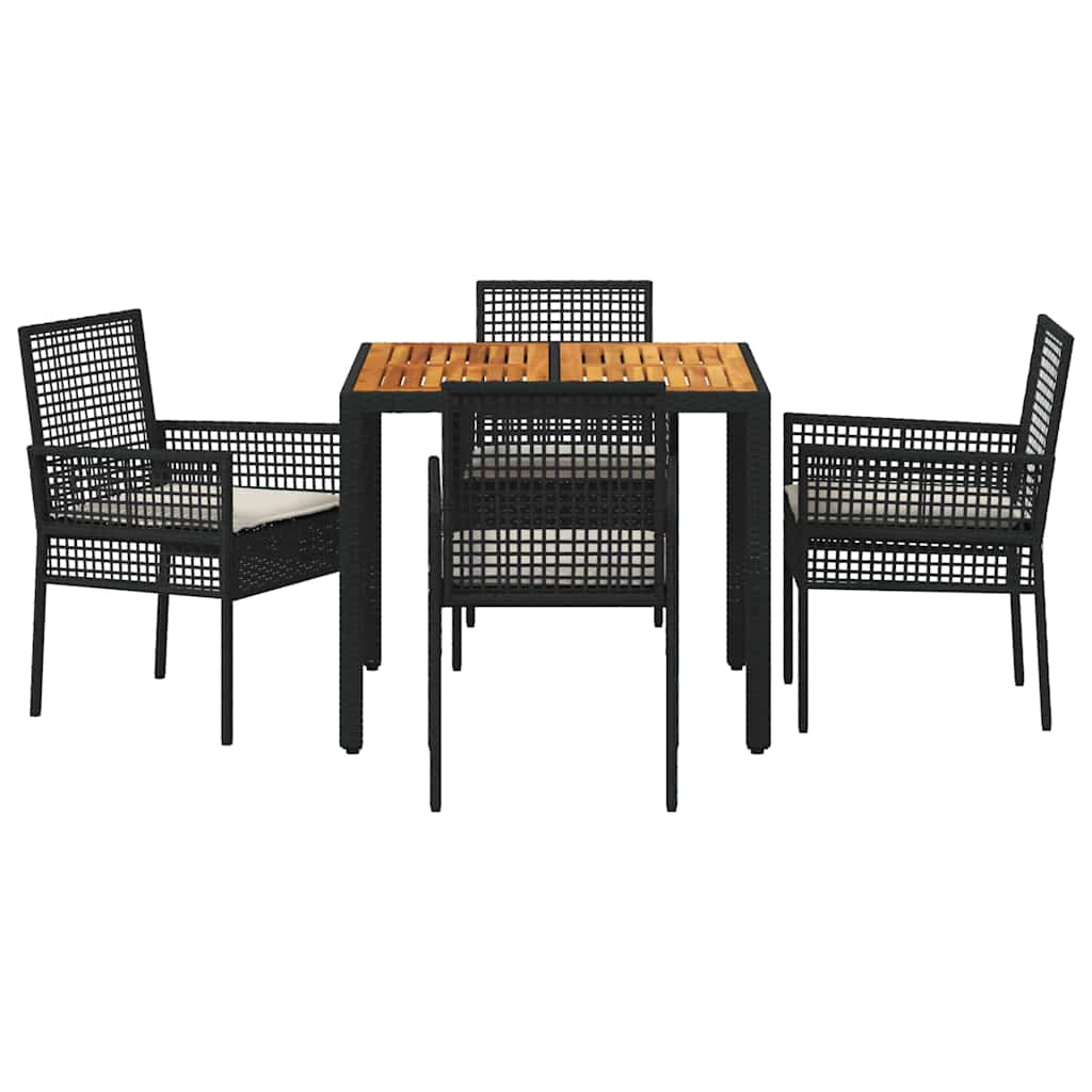 Garten Essgruppe 5 pcs Schwarz Poly-Rattan