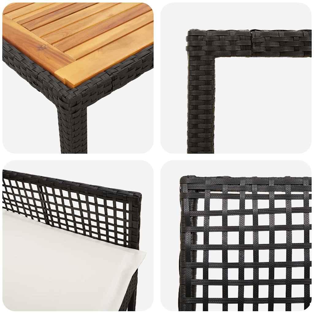 Garten Essgruppe 7 pcs Schwarz Poly-Rattan