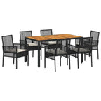Garten Essgruppe 7 pcs Schwarz Poly-Rattan