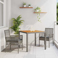 Garten Essgruppe 3 pcs Grau Poly-Rattan