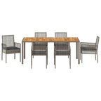 Garten Essgruppe 7 pcs Grau Poly-Rattan