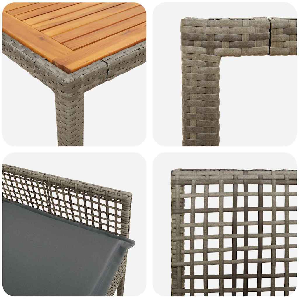 Garten Essgruppe 9 pcs Grau Poly-Rattan
