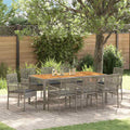 Garten Essgruppe 9 pcs Grau Poly-Rattan