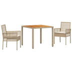 Garten Essgruppe 3 pcs Beige Poly-Rattan