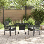 Garten Essgruppe 3 pcs Schwarz Poly-Rattan