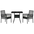 Garten Essgruppe 3 pcs Schwarz Poly-Rattan