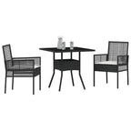 Garten Essgruppe 3 pcs Schwarz Poly-Rattan
