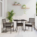 Garten Essgruppe 3 pcs Braun Poly-Rattan