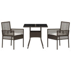 Garten Essgruppe 3 pcs Braun Poly-Rattan