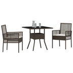 Garten Essgruppe 3 pcs Braun Poly-Rattan