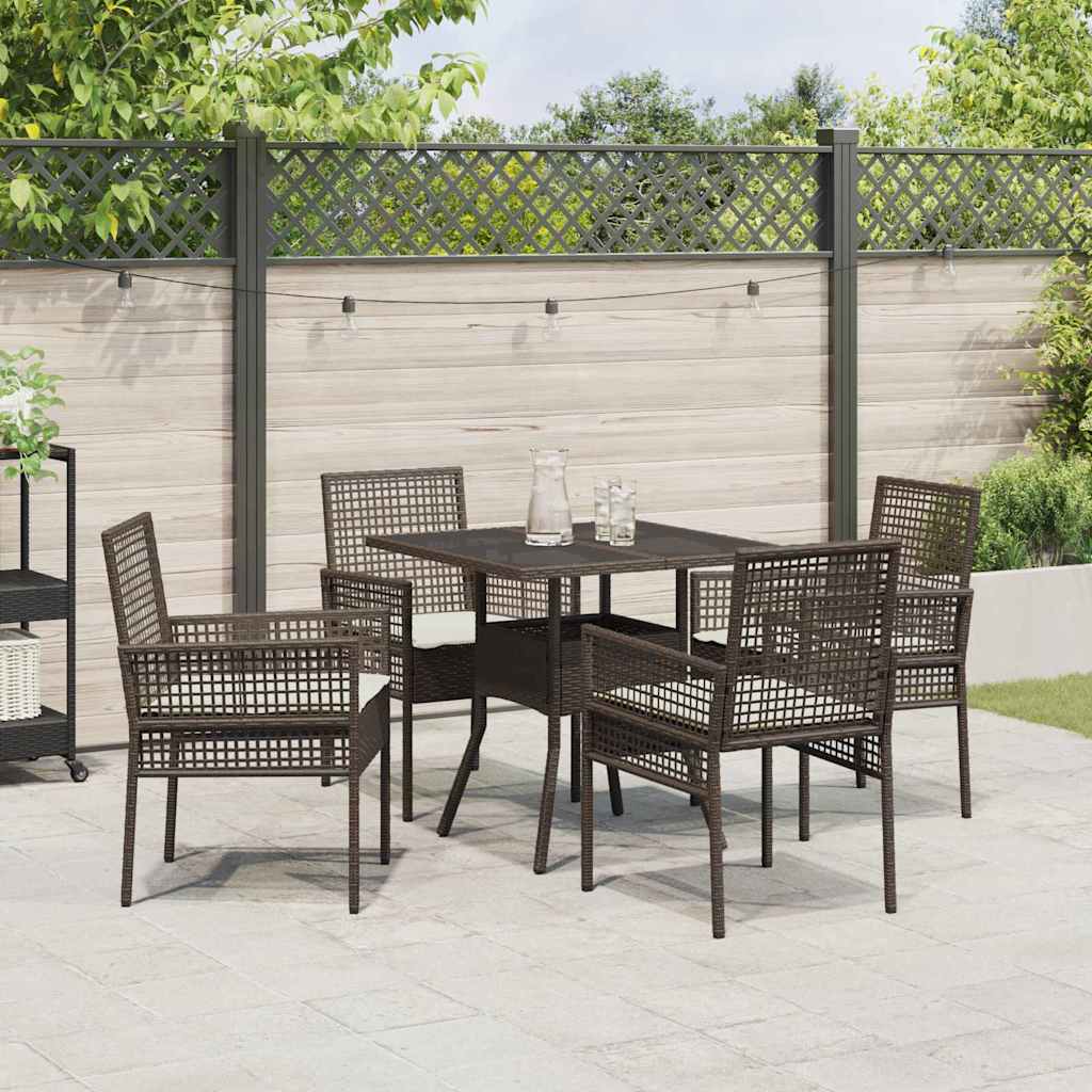 Garten Essgruppe 5 pcs Braun Poly-Rattan