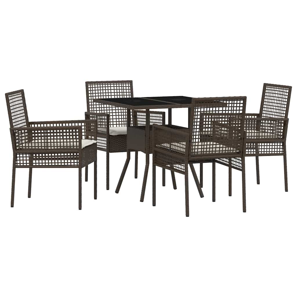 Garten Essgruppe 5 pcs Braun Poly-Rattan