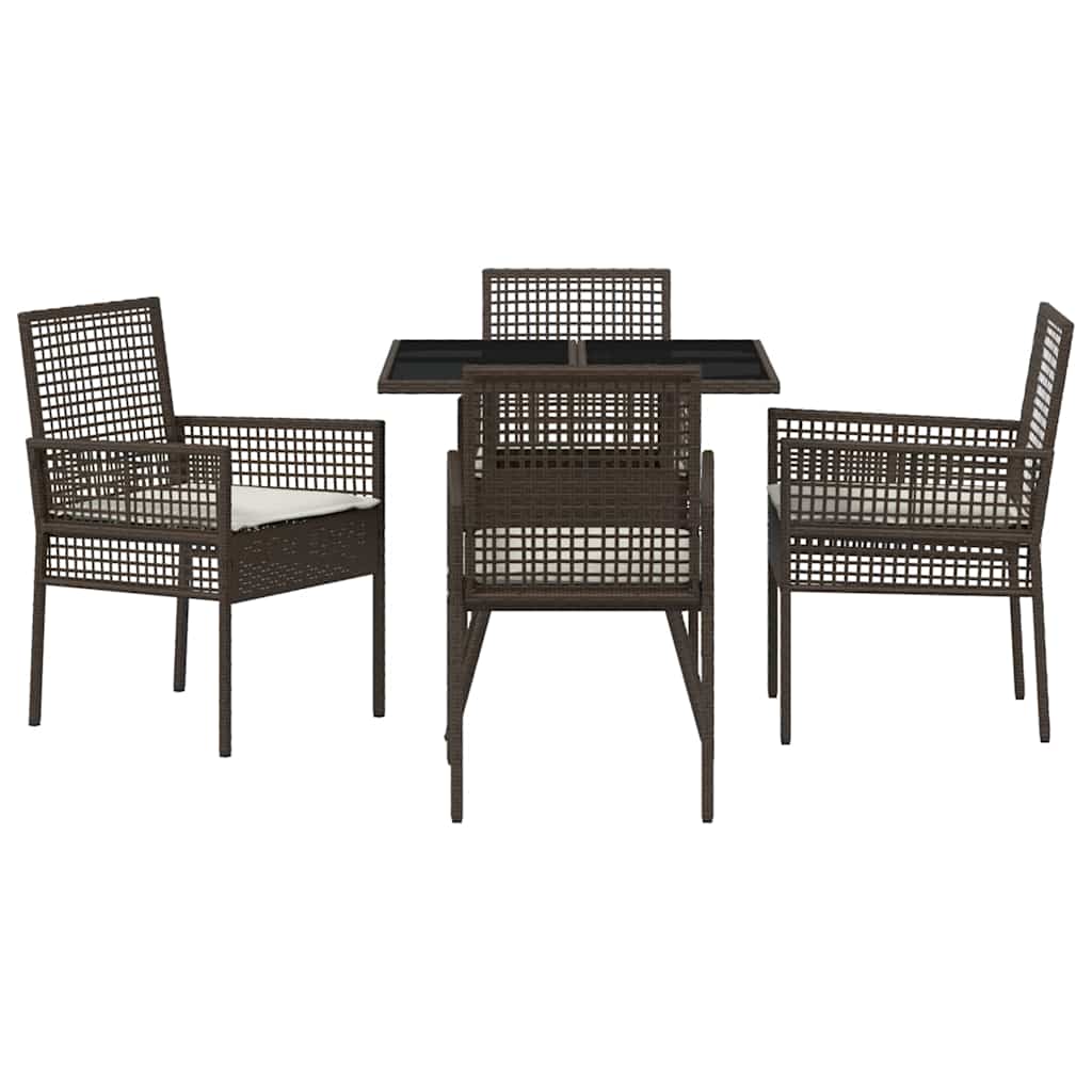 Garten Essgruppe 5 pcs Braun Poly-Rattan