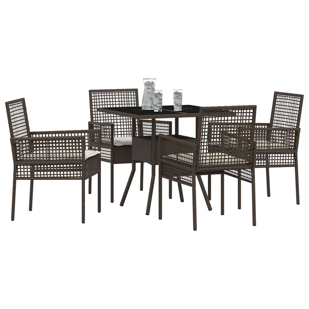 Garten Essgruppe 5 pcs Braun Poly-Rattan