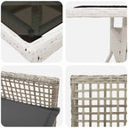 Garten Essgruppe 3 pcs Hellgrau Poly-Rattan
