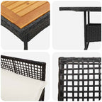 Garten Essgruppe 3 pcs Schwarz Poly-Rattan