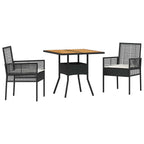 Garten Essgruppe 3 pcs Schwarz Poly-Rattan