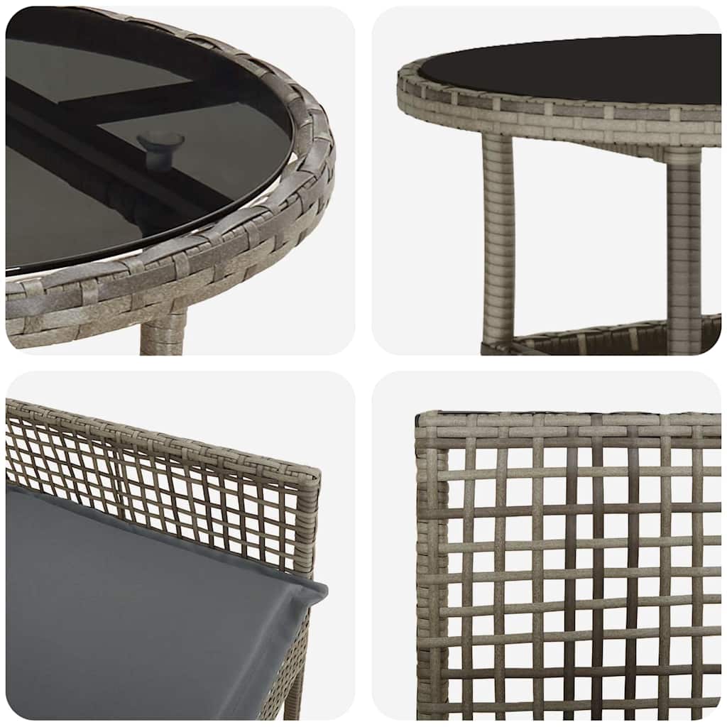 Garten Essgruppe 5 pcs Grau Poly-Rattan