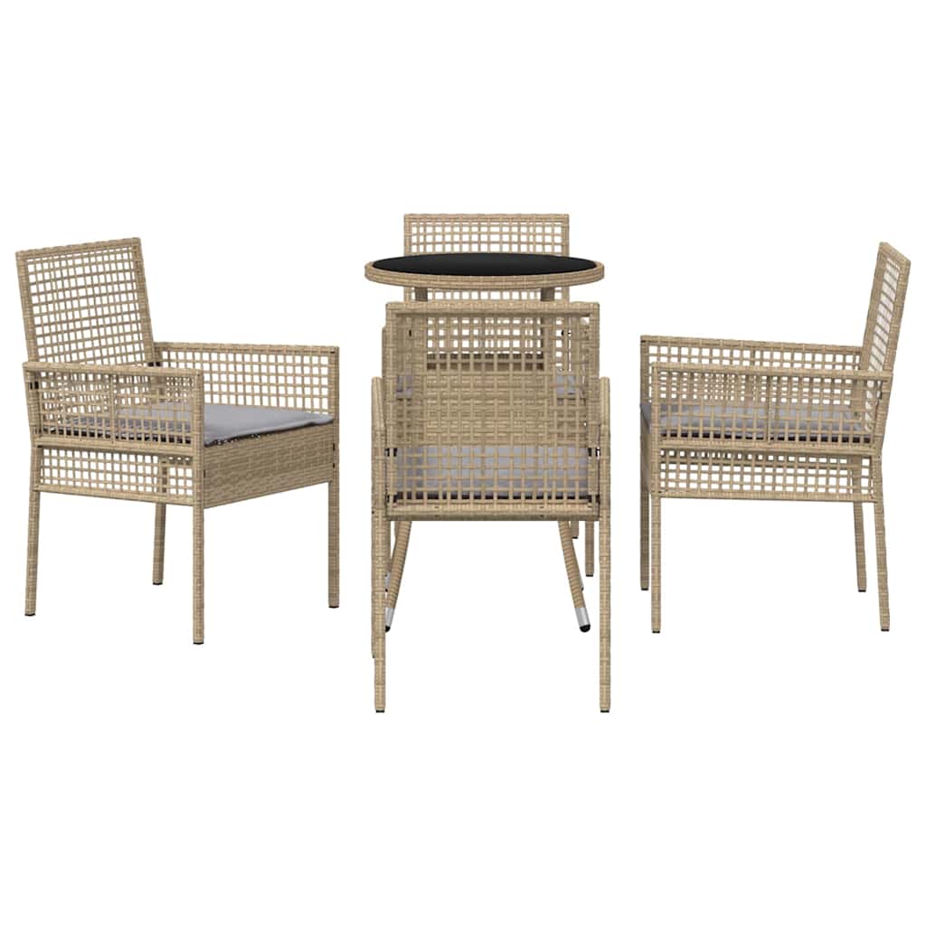 Garten Essgruppe 5 pcs Beige Poly-Rattan