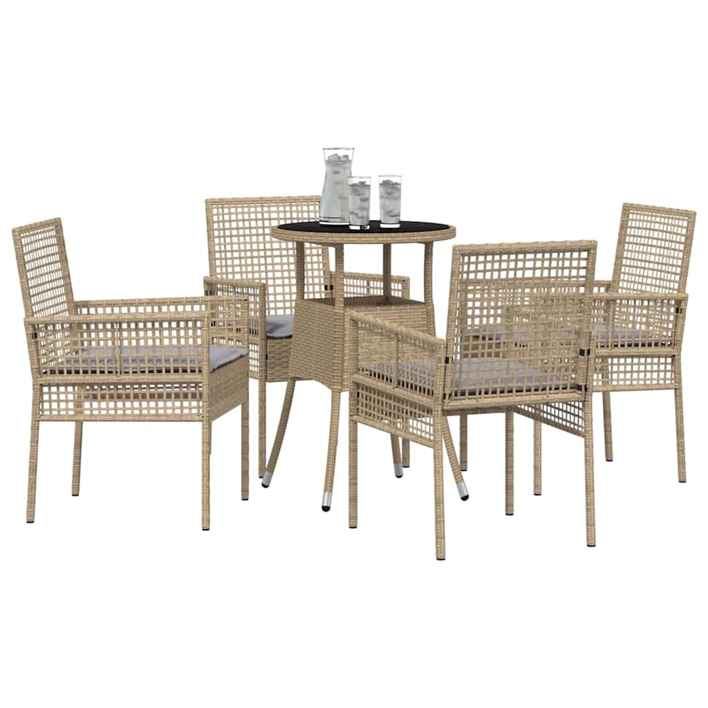 Garten Essgruppe 5 pcs Beige Poly-Rattan