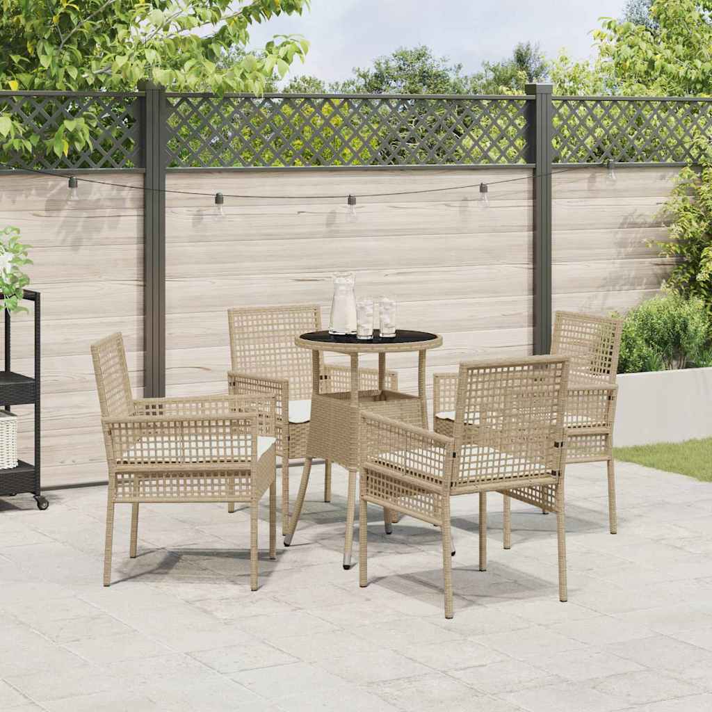 Garten Essgruppe 5 pcs Beige Poly-Rattan