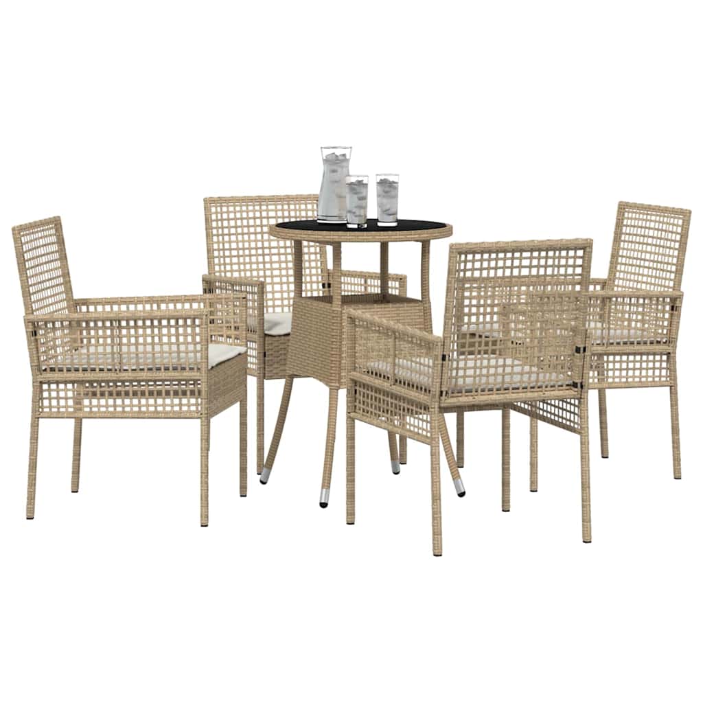 Garten Essgruppe 5 pcs Beige Poly-Rattan