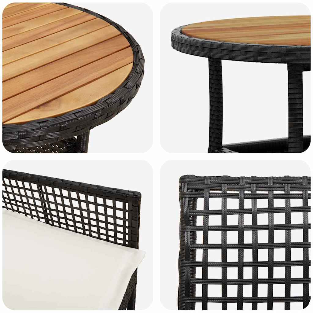 Garten Essgruppe 5 pcs Schwarz Poly-Rattan