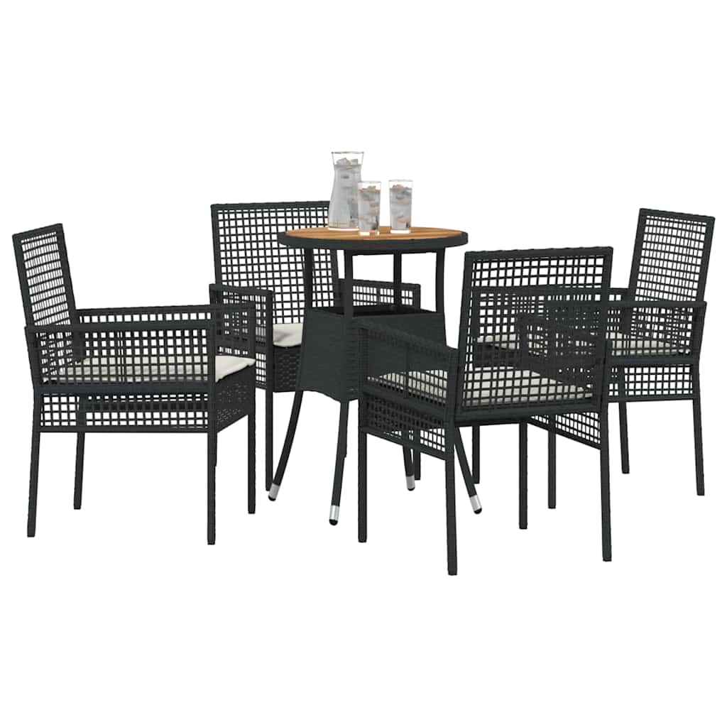 Garten Essgruppe 5 pcs Schwarz Poly-Rattan