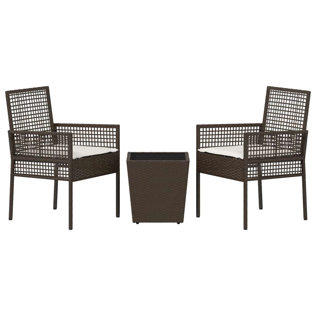 Garten Bistro Set 3 pcs Braun Poly-Rattan