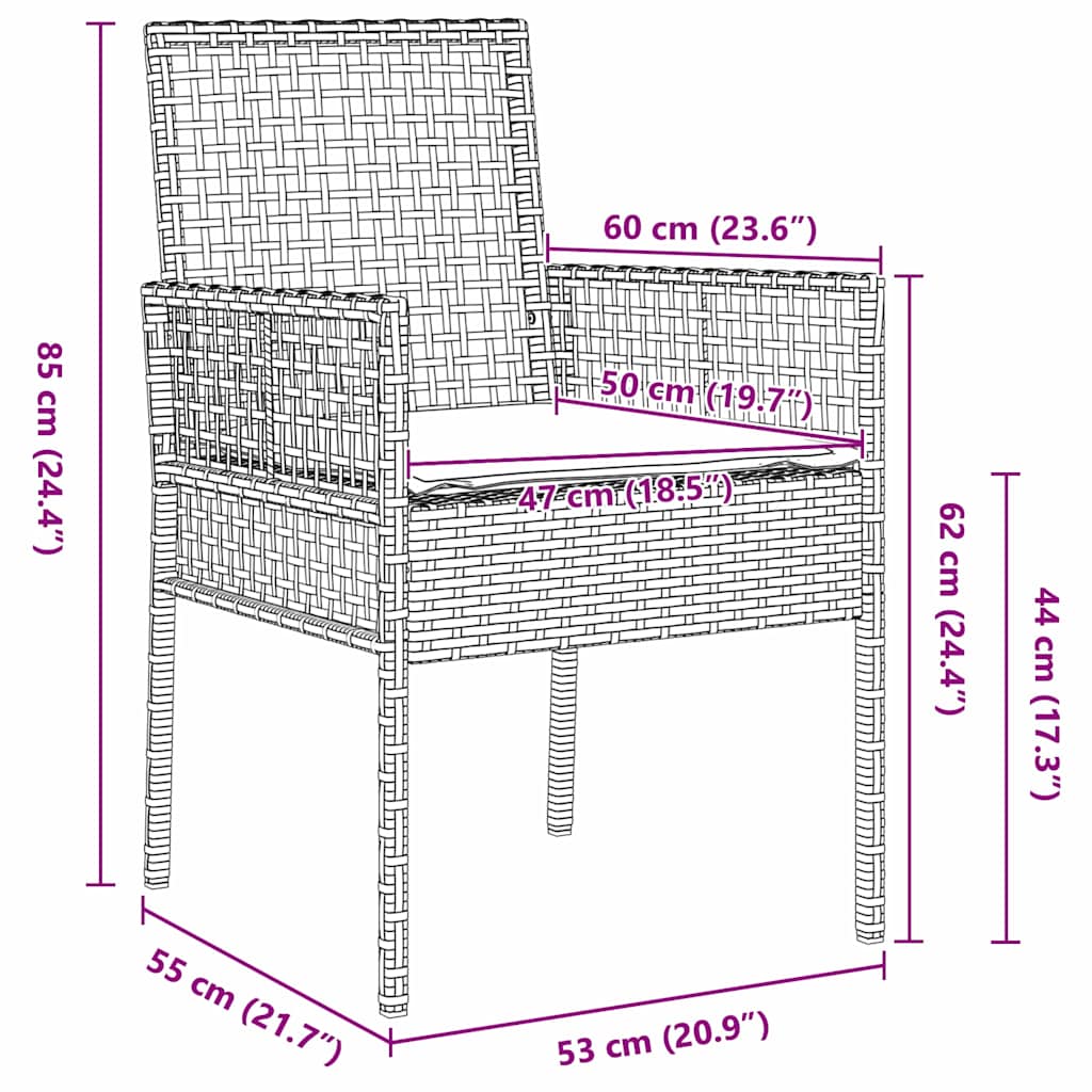 Garten Bistro Set 3 pcs Braun Poly-Rattan