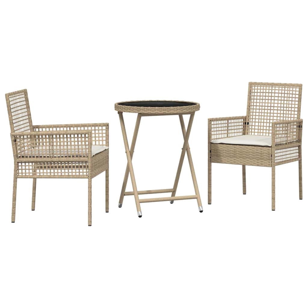 Garten Bistro Set 3 pcs Beige Poly-Rattan