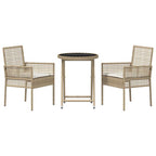 Garten Bistro Set 3 pcs Beige Poly-Rattan