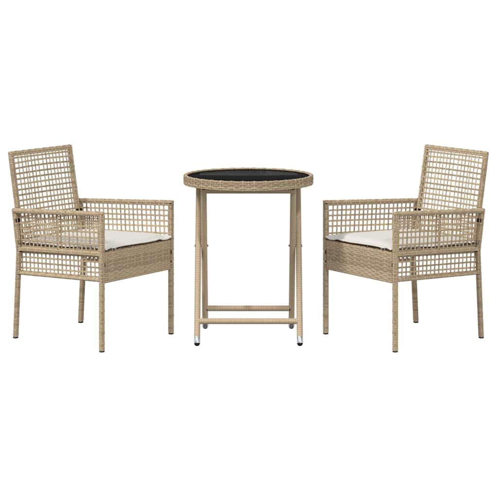 Garten Bistro Set 3 pcs Beige Poly-Rattan