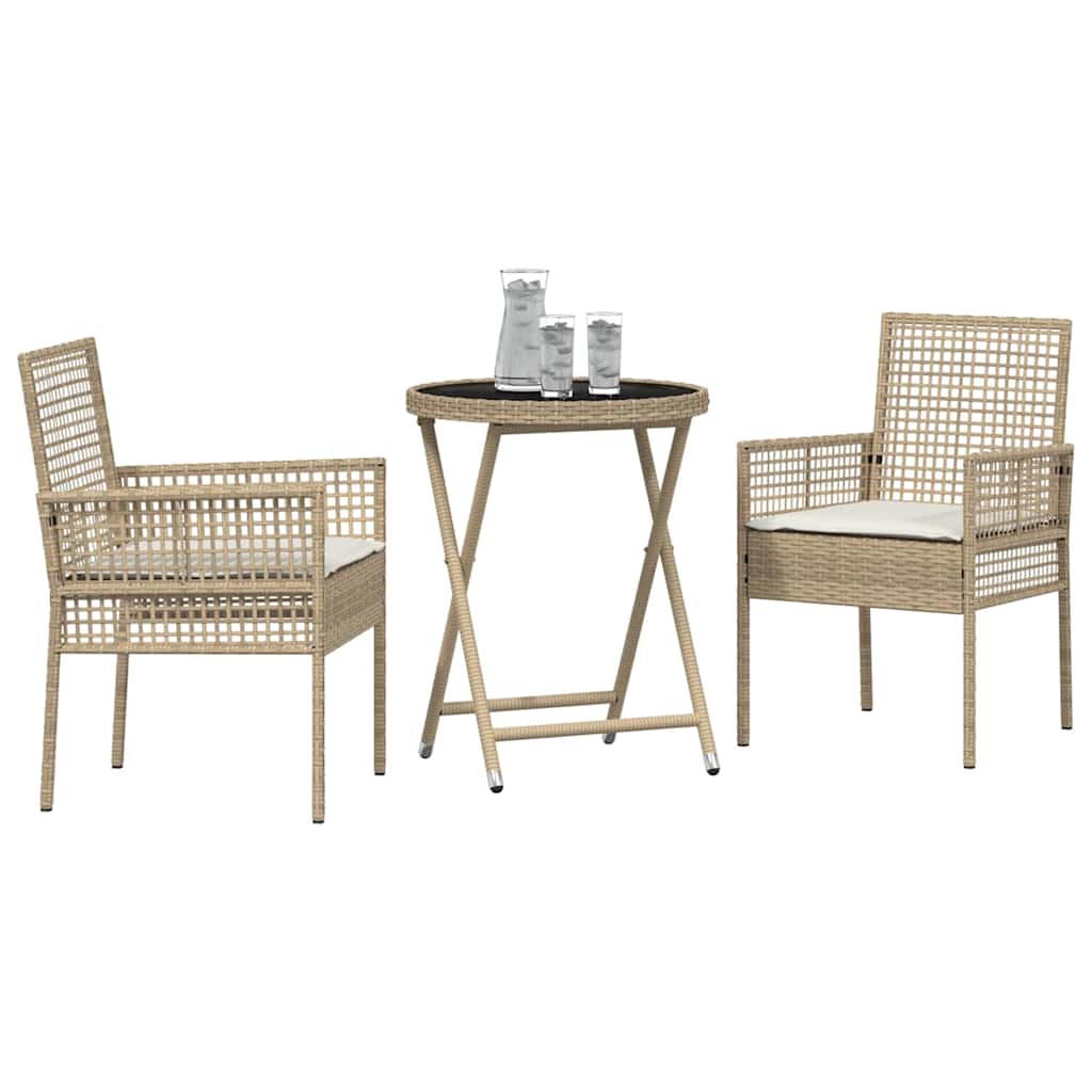 Garten Bistro Set 3 pcs Beige Poly-Rattan