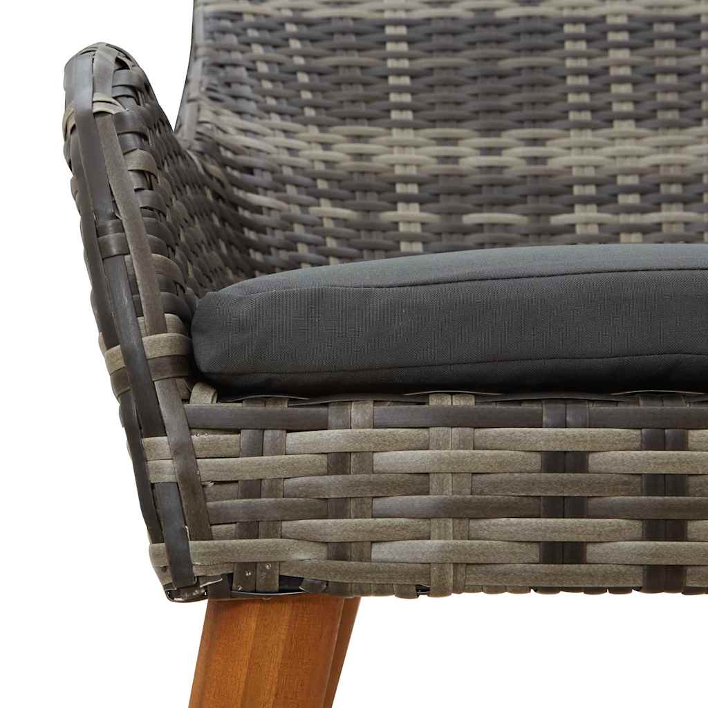 Gartenstuhl mit Kissen 2 pcs Grau 62,5 x 55 x 82 cm Poly-Rattan