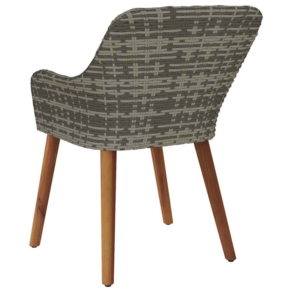 Gartenstuhl mit Kissen 2 pcs Grau 62,5 x 55 x 82 cm Poly-Rattan