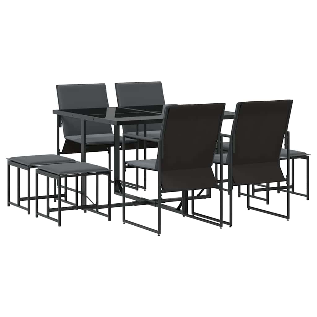 Garten Essgruppe 9 pcs Schwarz Stahl