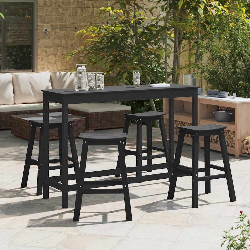 Garten Bar Set 4 pcs Schwarz HDPE