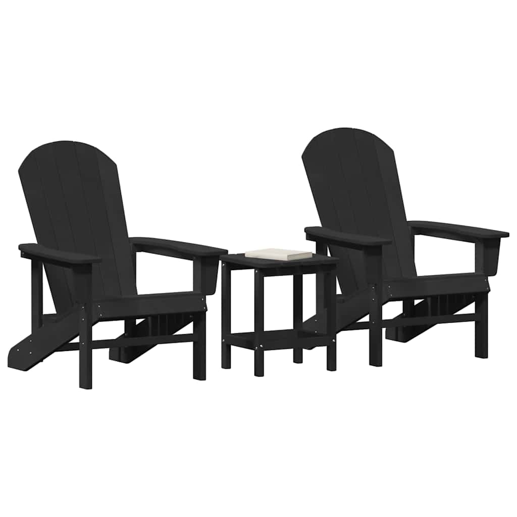 Gartenstuhl 3 pcs Schwarz Polyethylen