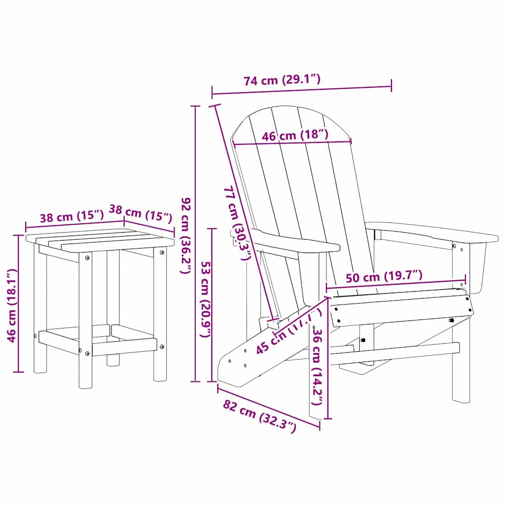 Gartenstuhl 3 pcs Schwarz Polyethylen